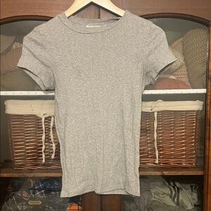 LA Relaxed Women's Pointelle organic cotton crew neck Tee - Light Gray